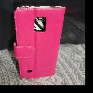 Galaxy note 4 pink zebra wallet case
